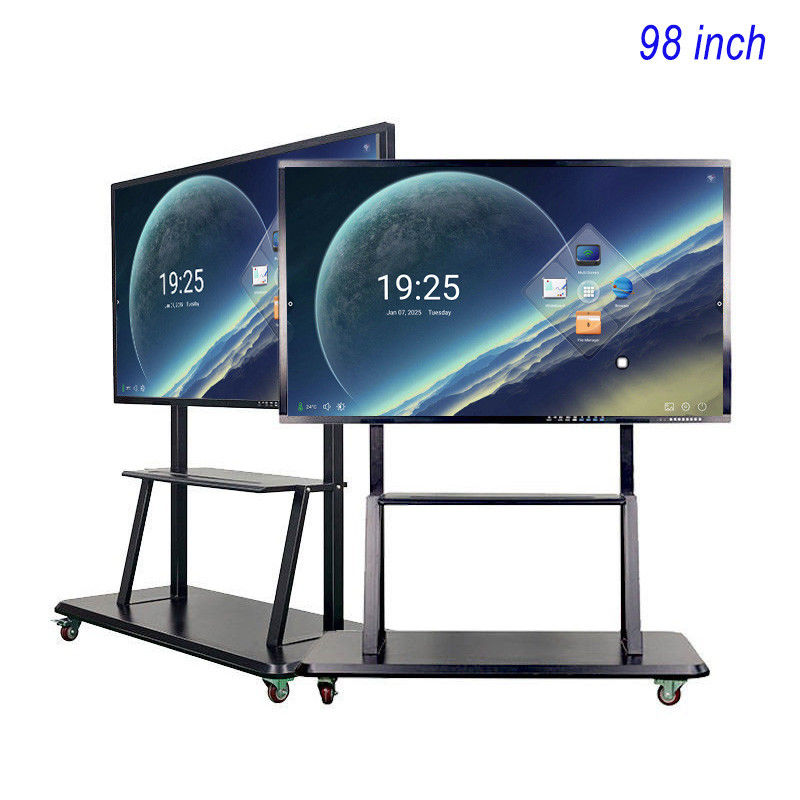 Tabla inteligente con pantalla táctil de 98 pulgadas, presentación interactiva 4K Tabla blanca electrónica con sistema dual