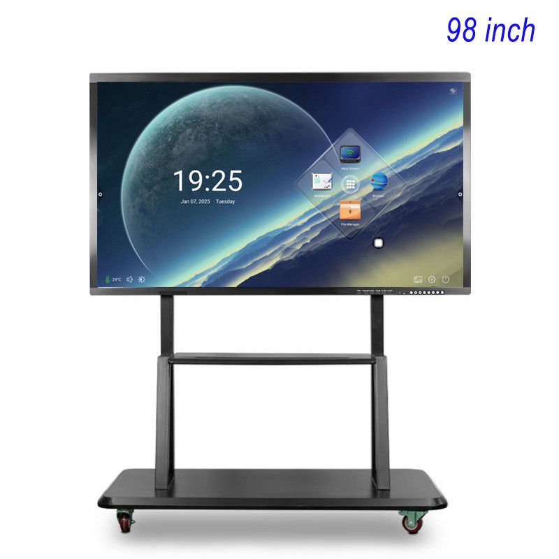 Tabla inteligente con pantalla táctil de 98 pulgadas, presentación interactiva 4K Tabla blanca electrónica con sistema dual
