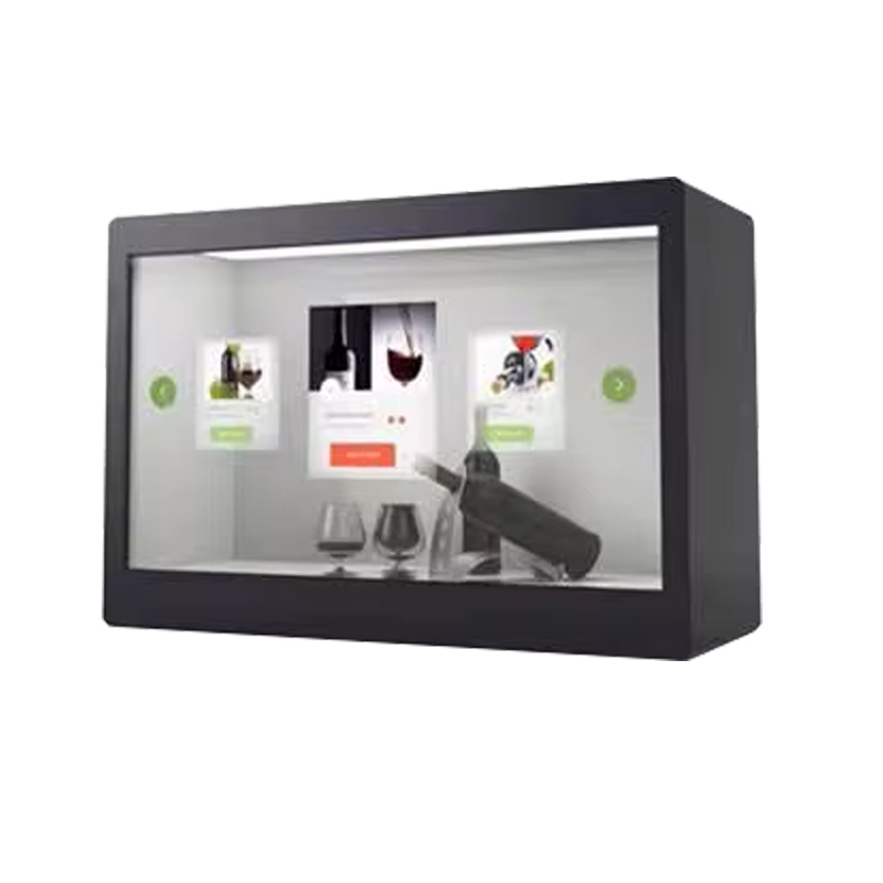55-inch Interactive Transparent LCD Showcase For Jewelry Watches Cosmetics And Premium Retail.