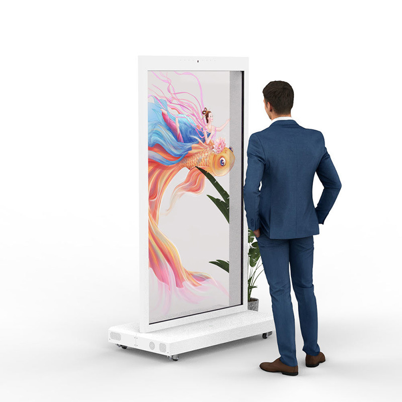 77 inch 4K Self-luminous LG Transparent OLED Monitor Vertical Commercial Intelligent Kiosk Touchscreen Display