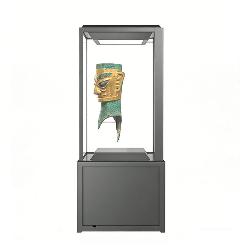 The 55-inch transparent OLED display, built into a museum-grade display case, features 43% transparency and a contrast ratio of 200,000:1