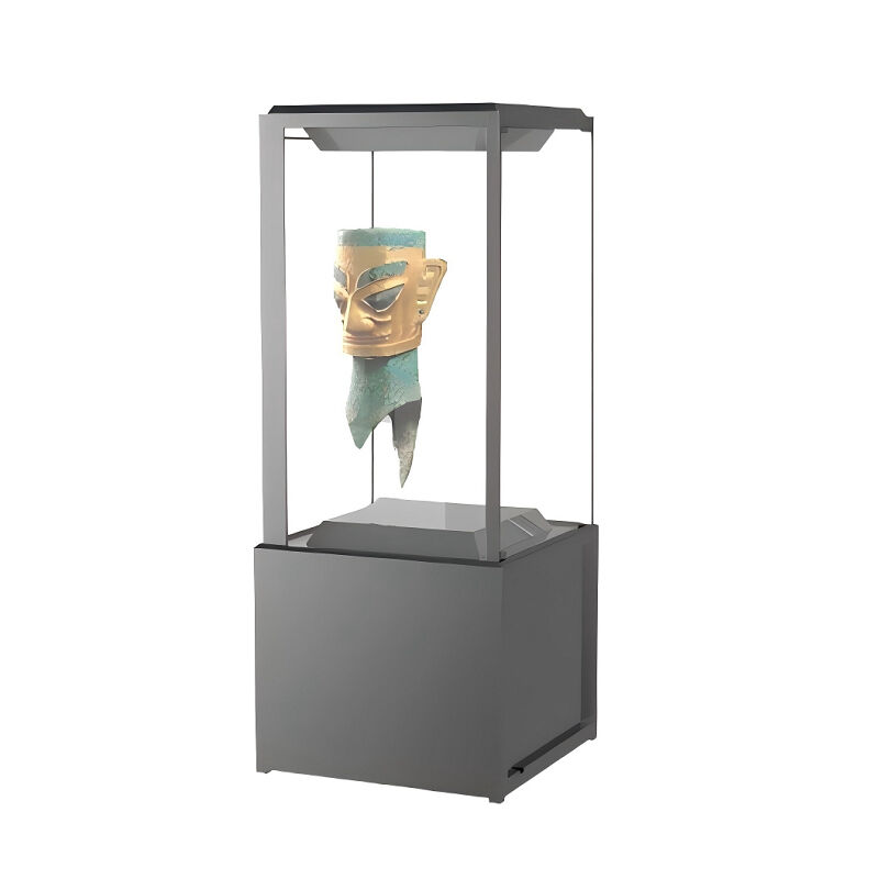 The 55-inch transparent OLED display, built into a museum-grade display case, features 43% transparency and a contrast ratio of 200,000:1