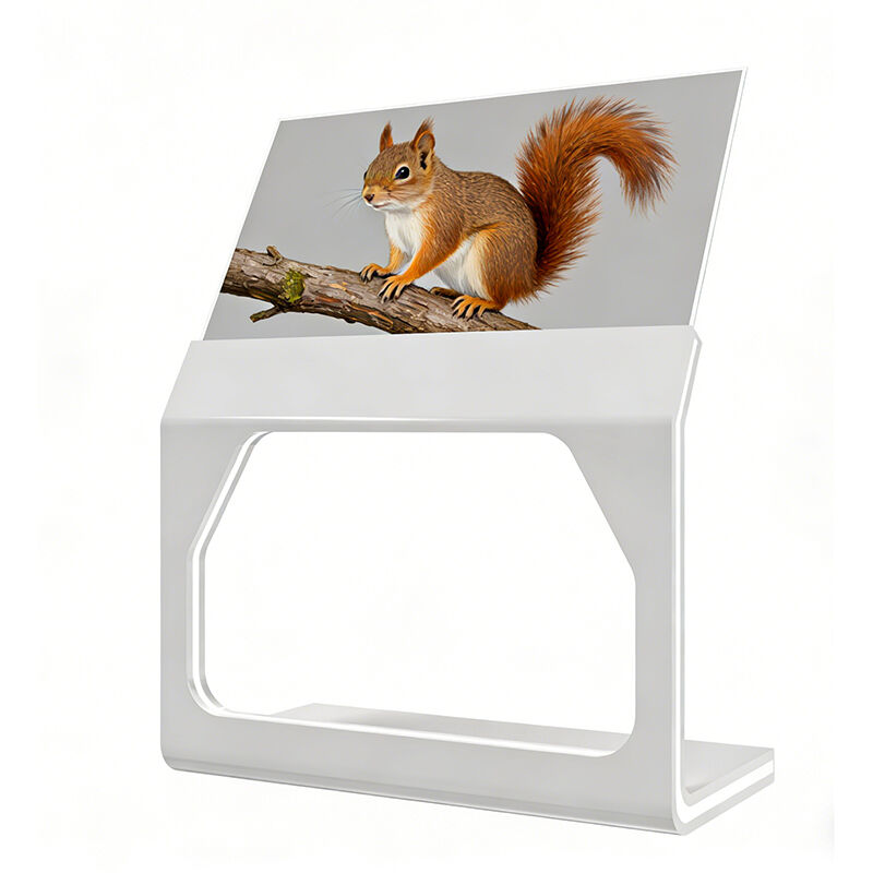 55-inch angled transparent oled touch screen with 43% transparency and 200,000:1 contrast for interactive exhibits