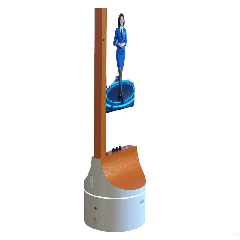 30-Inch Transparent OLED Screen Mobile AI Digital Human with USB Interface Automatic Trajectory Setting Control Advertising Robot