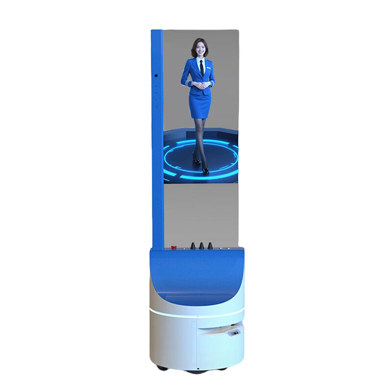 Robot de publicité mobile intelligent de 30 pouces avec écran OLED interactif transparent pour les centres commerciaux