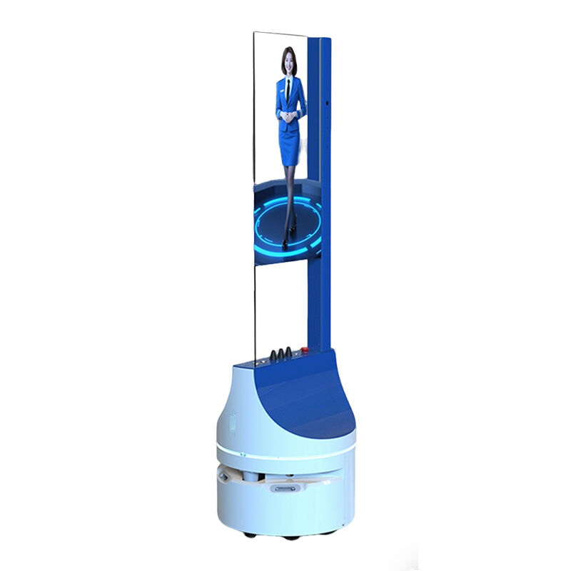 Robot de publicité mobile intelligent de 30 pouces avec écran OLED interactif transparent pour les centres commerciaux