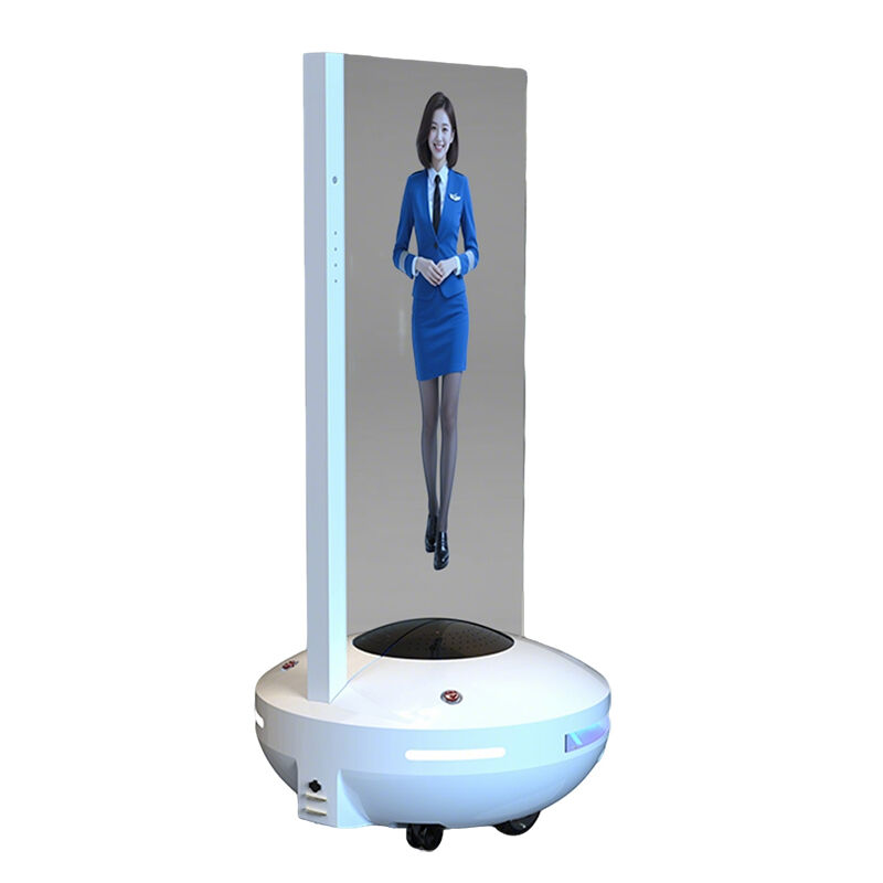 Robot de réception mobile à écran OLED transparent de 55 pouces pour l'hôtellerie intelligente et le service intelligent