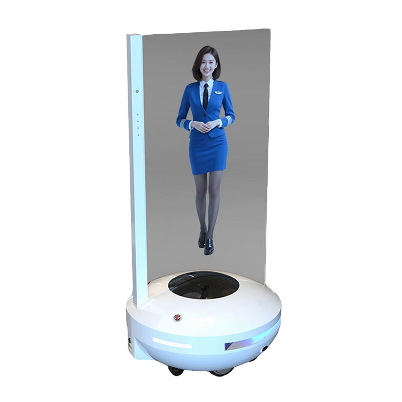 Robot de réception mobile à écran OLED transparent de 55 pouces pour l'hôtellerie intelligente et le service intelligent
