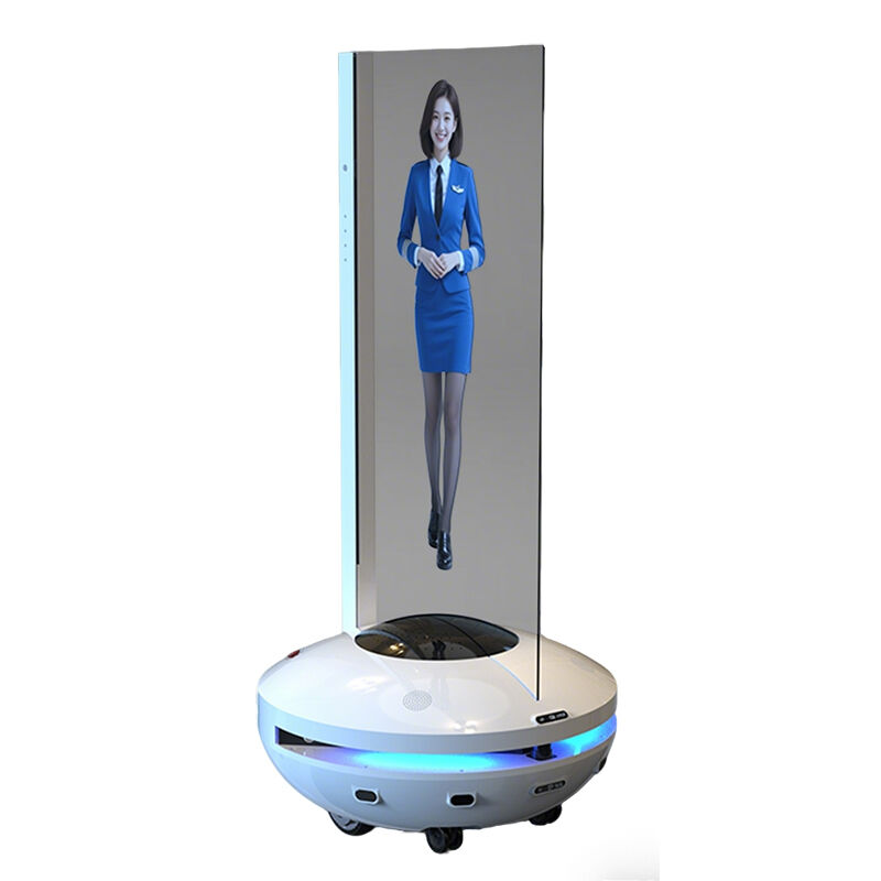 55 Inch transparent oled Mobile Reception Robot Hotel Hospital Voice Interaction Face Recognition Autonomous Navigation