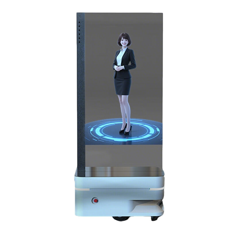 55 inch Transparent OLED Display AI Ad Robot Featuring Autonomous Navigation Automatic Charging and Continuous Video