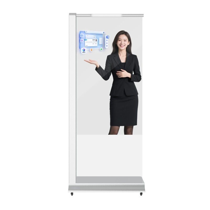 New Style 55-Inch Floor Stand Indoor and Super Narrow Frame Android Smart Transparent OLED Screen