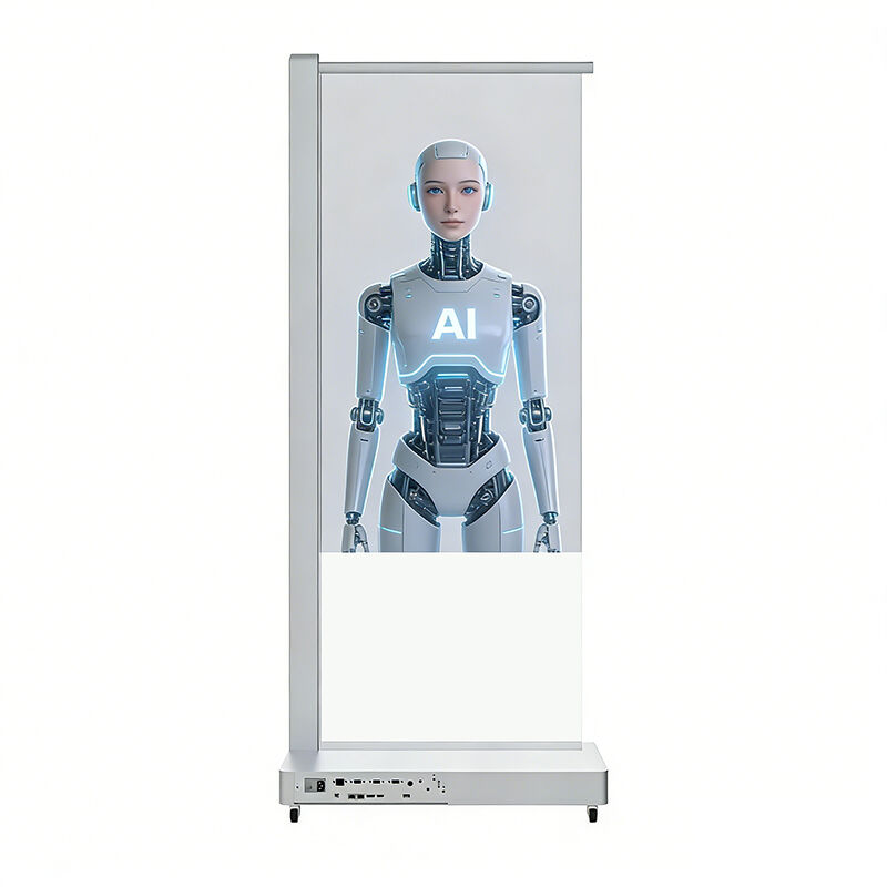 New Style 55-Inch Floor Stand Indoor and Super Narrow Frame Android Smart Transparent OLED Screen