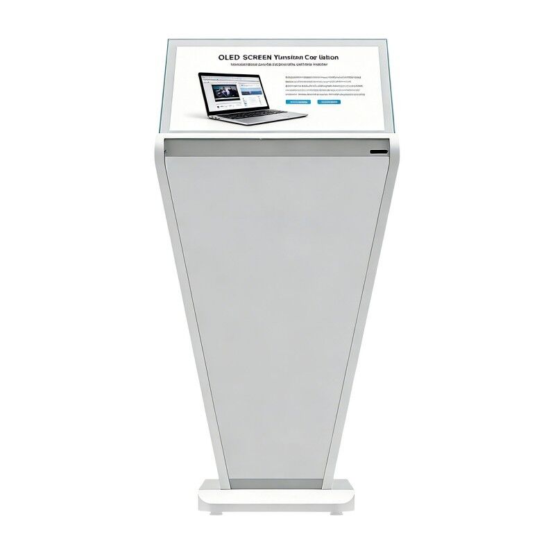 30 inch High Brightness Transparent OLED Display Stand Full Color Capacitive Touch Ag Glass Floor Stand for Welcome Display
