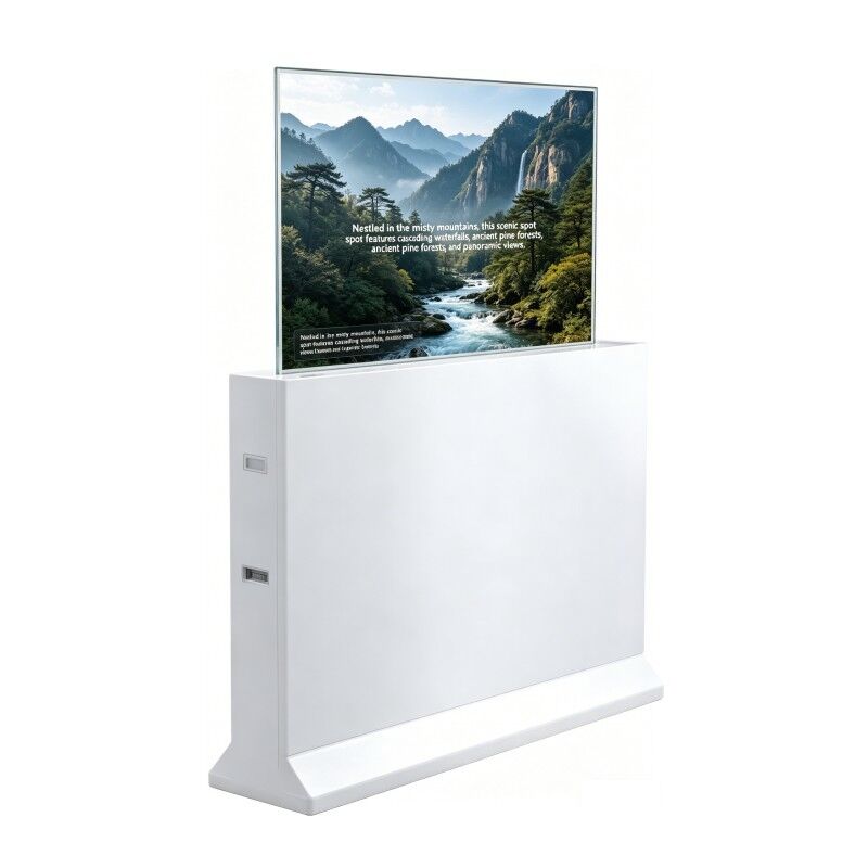 55 pollici Self luminous OLED Ultra Thin Touch Panel Lifting Centro scientifico display OLED trasparente interattivo