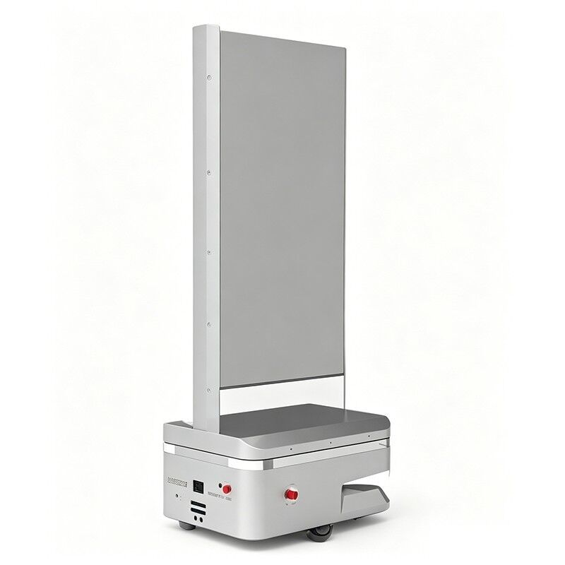 A 55-inch transparent OLED mobile reception robot equipped with autonomous navigation, voice interaction, and facial recognition is suitable for reception scenarios.