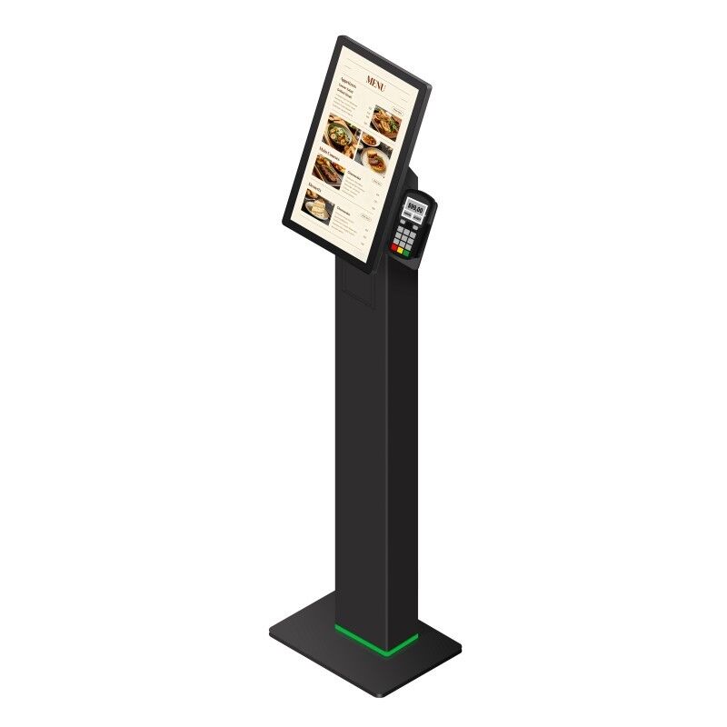 21.5 Inch Black With Lights Interactive Self Service Payment Vertical Kiosk Automatic Touch Screen For Restaurant