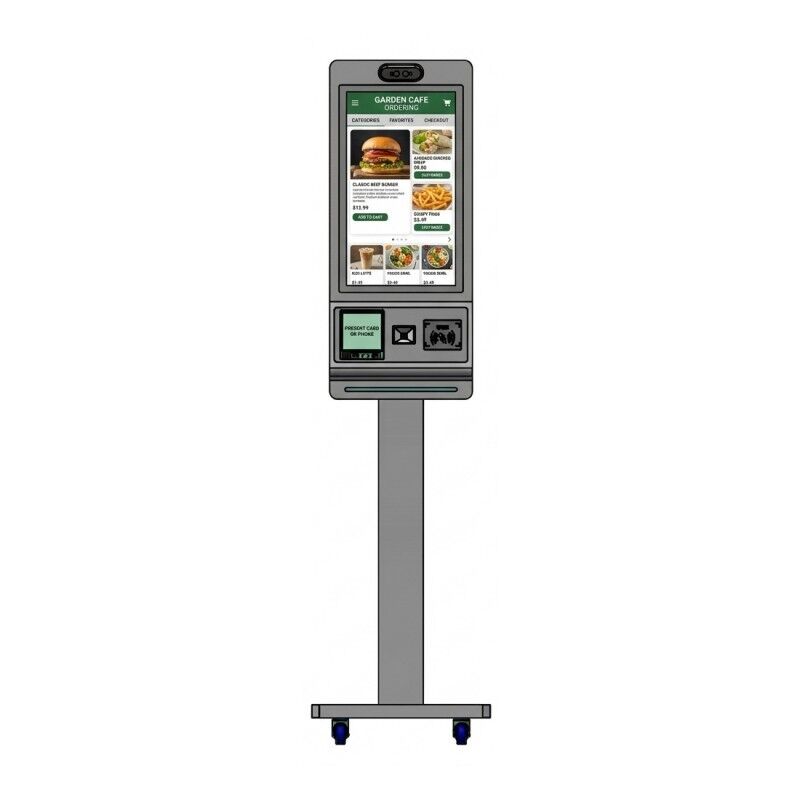 23.6 Inch Floor Standing Interactive Self Service Payment Kiosk Automatic Touch Screen Kiosk Self Ordering Machine