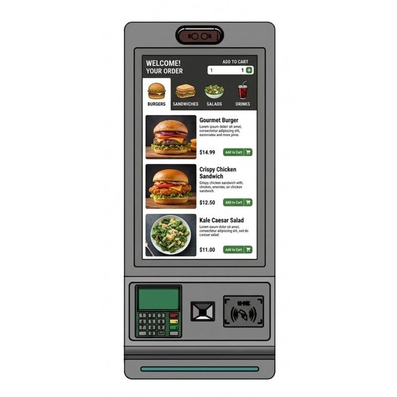 23.6 Inch Interactive Self-Service Payment Kiosk Automatic Touch Screen Kiosk Automatic Ordering Machine per ristoranti