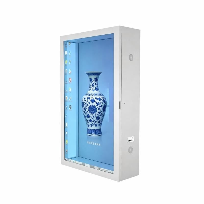 55 Inch Vertical Transparent LCD Display Cabinet for Tall Product and Brand Presentation