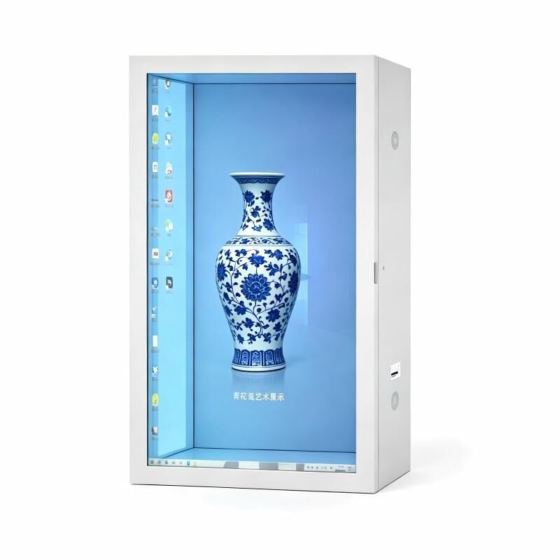 55 Inch Vertical Transparent LCD Display Cabinet for Tall Product and Brand Presentation