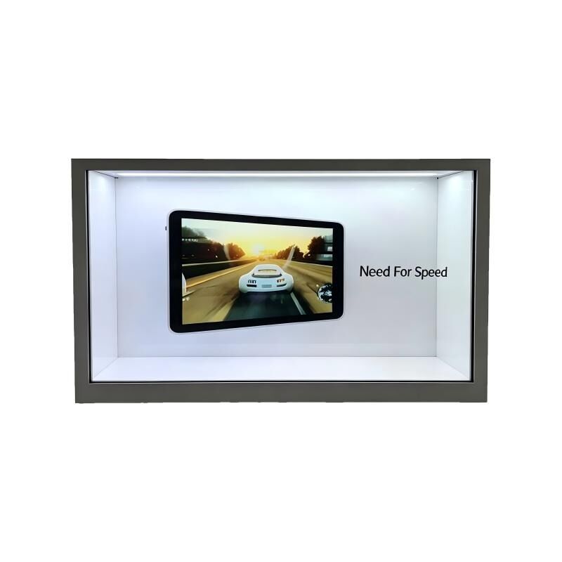 75 Inch Horizontal Transparent LCD Showcase for Wide Product Presentation