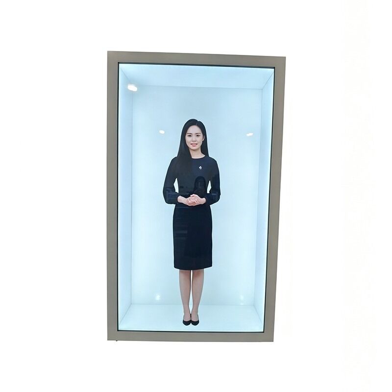 75 Inch Transparent Screen Display Cabinet Blending Products with Digital Visual Layers