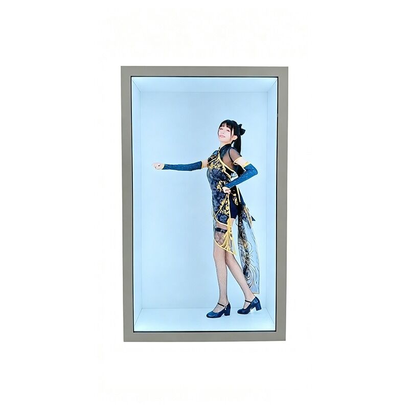75 Inch Transparent Screen Display Cabinet Blending Products with Digital Visual Layers
