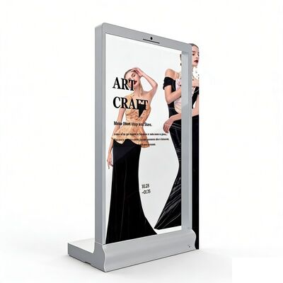Big Size 77 Inch Standing Floor Touch Screen Oled Transparent Display Unit Showcase for Exhibition Hypermarket Shopping Mall museum