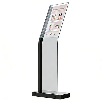 30 Inch Custom clear Floor Standing transparent OLED Display Unit Stand for Supermarket Exhibition Hotel